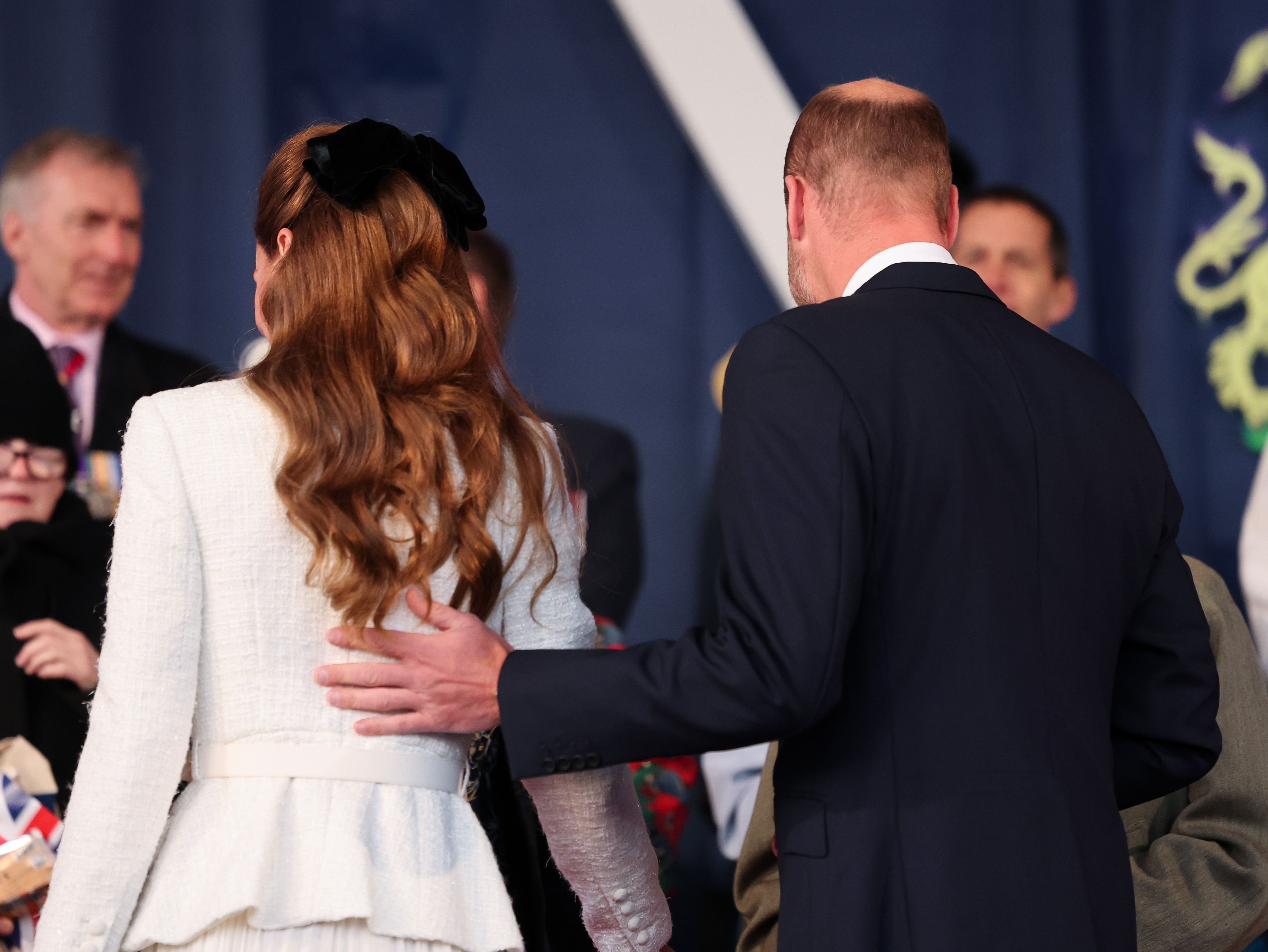 Catherine, Princess of Wales and Prince William, Prince of Wales attend a concert to mark the 80th Anniversary of VE Day at Horse Guards Parade on May 08, 2025 in London, England.
