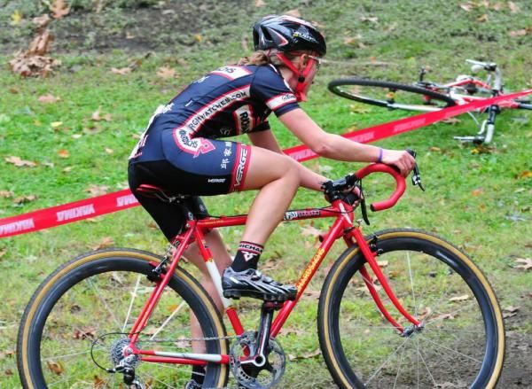 Amy Dombroski (Richard Sachs-RGM watches) riding a brilliant race.
