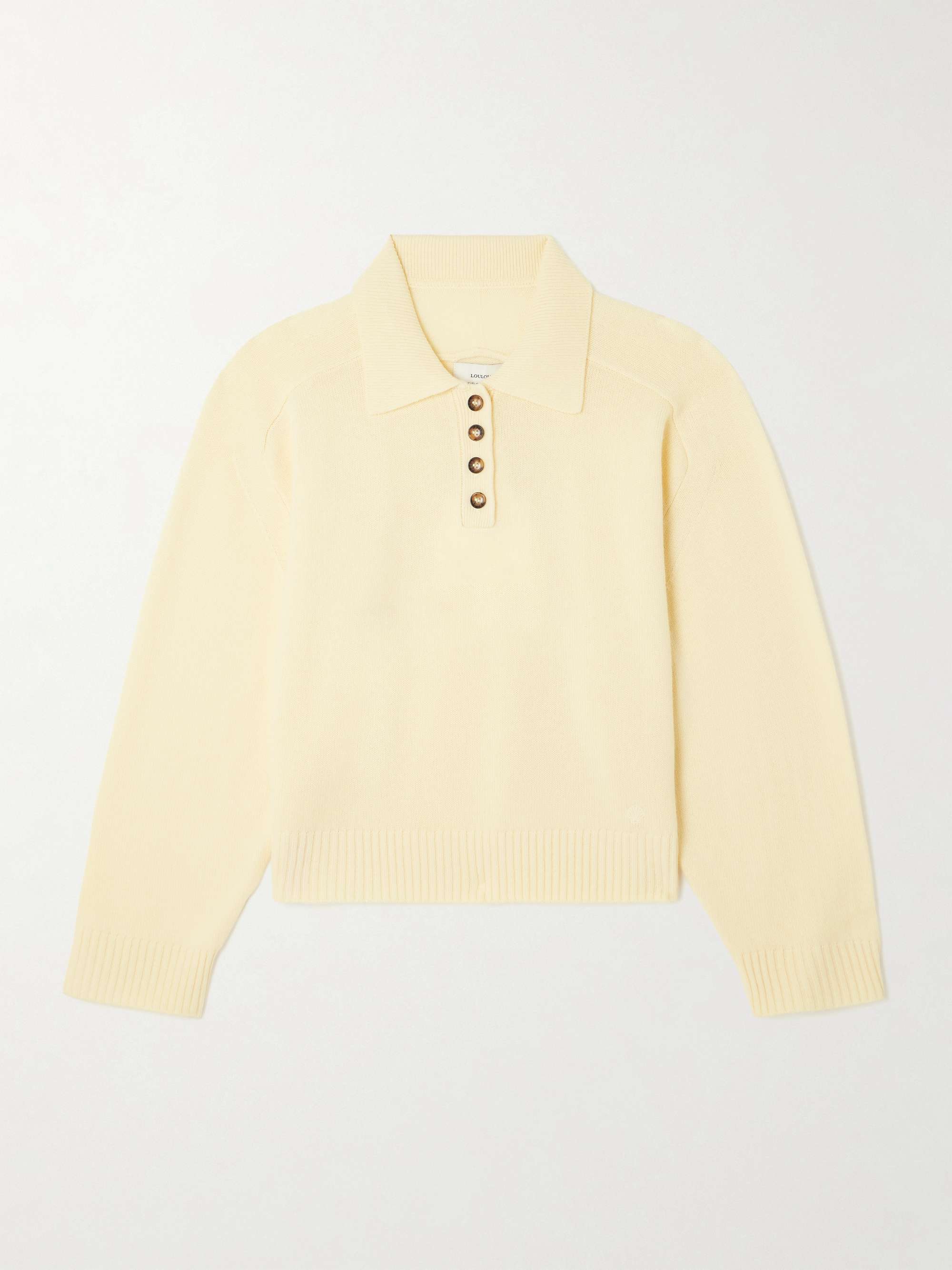 Loulou de Saison, Homere Embroidered Cashmere Polo Sweater