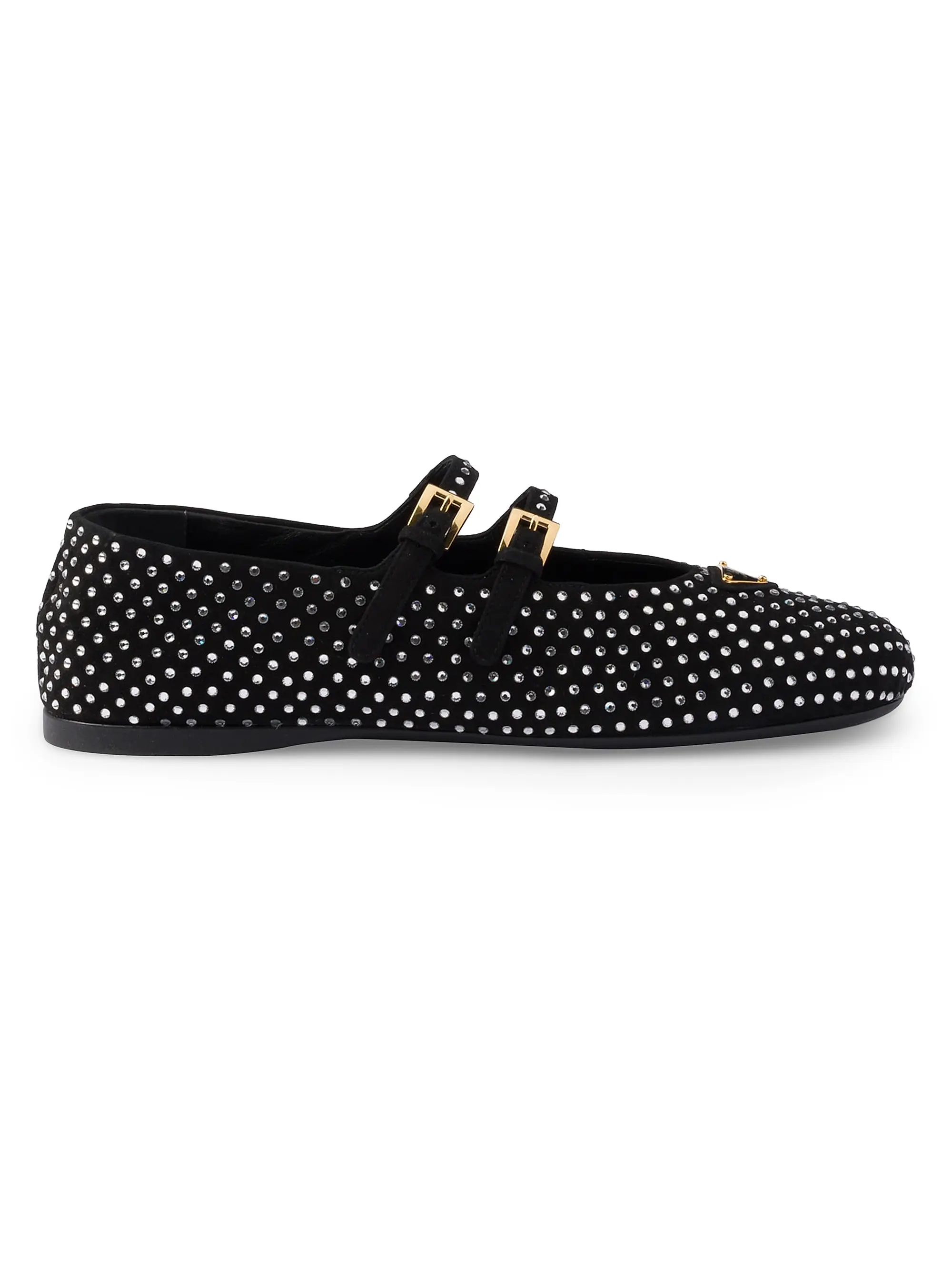 Suede Ballerinas With Crystals