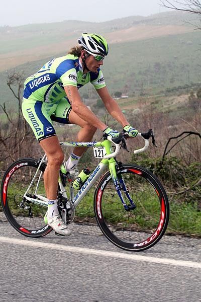 Pozzato at the scenic part of the route.