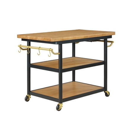 Beautiful Rolling Kitchen Island Cart With 2 Lower Shelves by Drew Barrymore