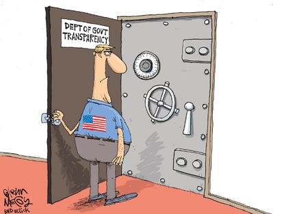 
Political cartoon U.S. government transparency
