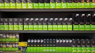 Shelves full of GPUs