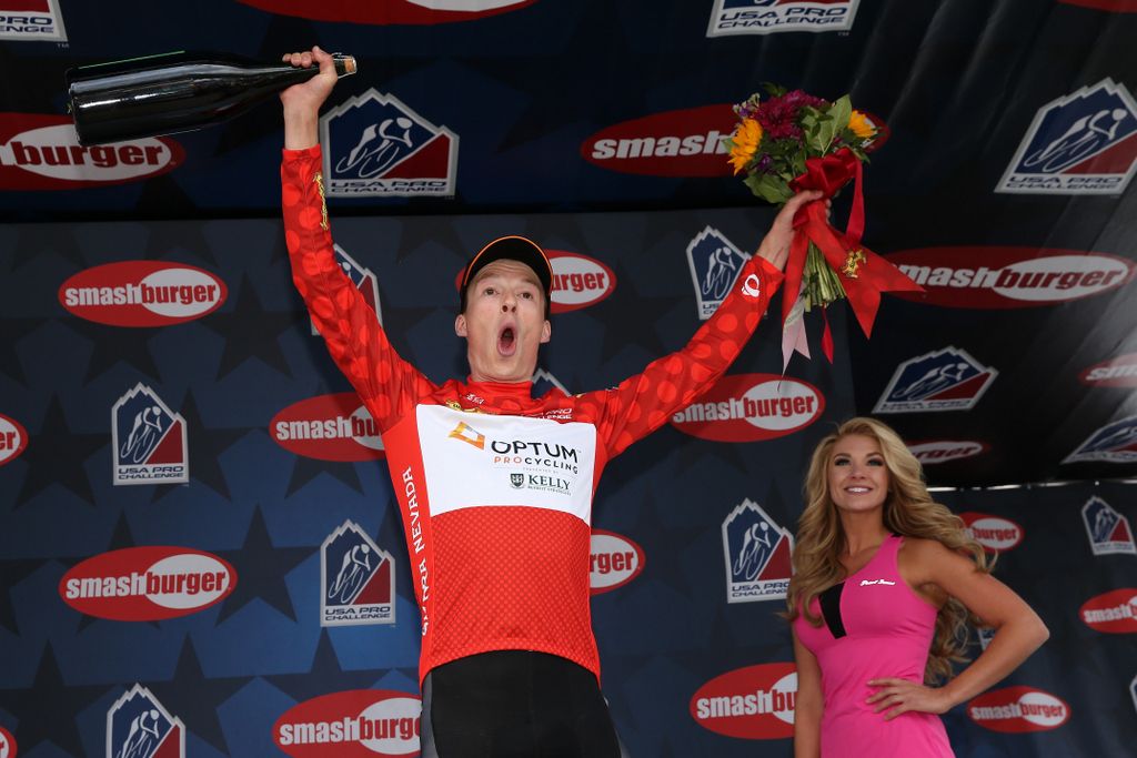 Will Routley (Optum p/b Kelly Benefit Strategies) having fun on the podium