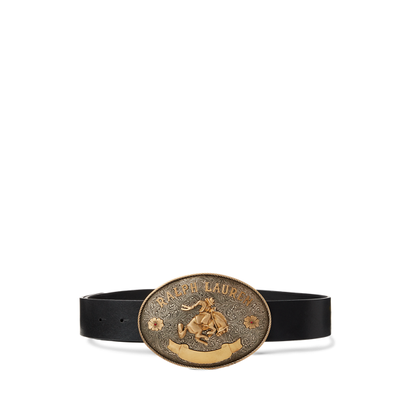 ralph lauren, Rodeo-Buckle Vachetta Leather Wide Belt