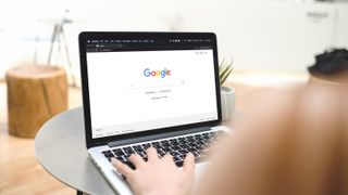Google search on a laptop