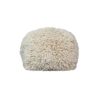 Creative Co-Op Woven New Zealand Wool Shag and Cotton Pouf, White