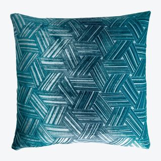 Entwined Velvet Throw Pillow, Pacific
