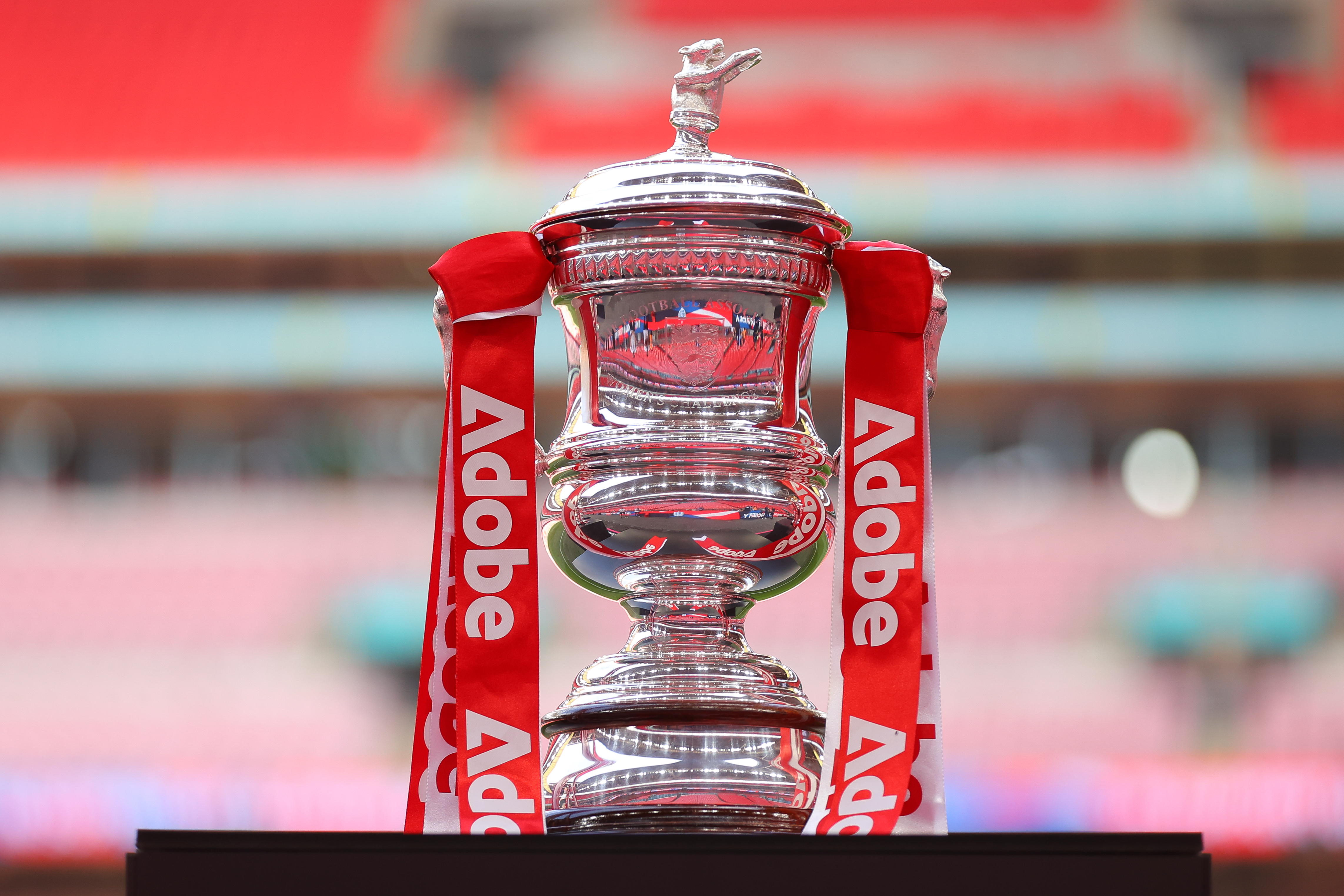LONDON, ENGLAND - AUGUST 10: The Adobe Women&amp;amp;apos;s FA Cup trophy is seen during the 2025 FA Community Shield match between Crystal Palace and Liverpool at Wembley Stadium on August 10, 2025 in London, England. (Photo by James Gill - Danehouse/Getty Images)