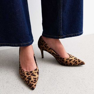 Brown Leopard Print Stiletto Heel Court Shoes