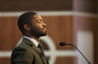 David Oyelowo speaks at the Martin Luther King holiday commemorative service