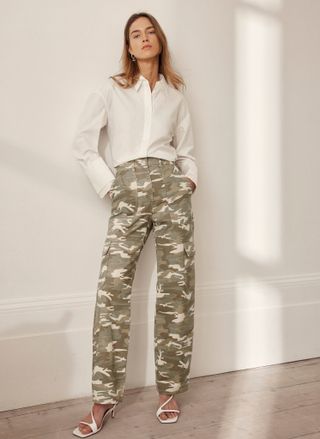 Camouflage Print Straight Jeans