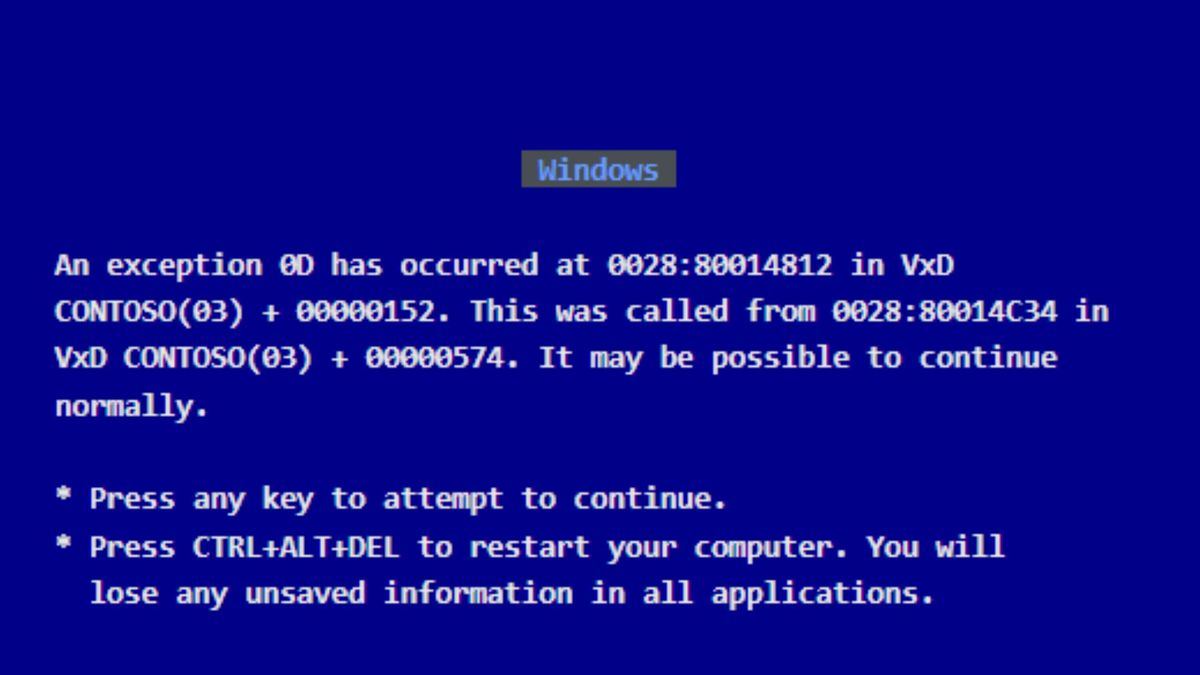 Windows 95 kernel error