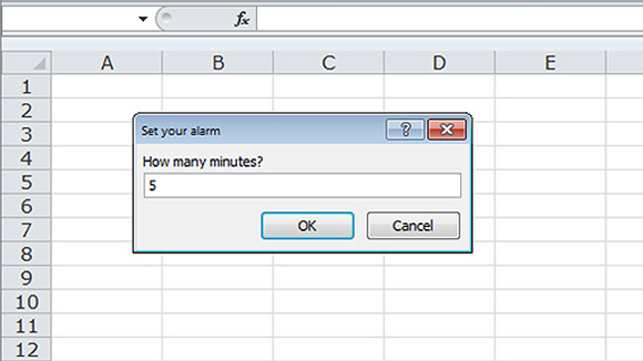 Setting the timer in Excel