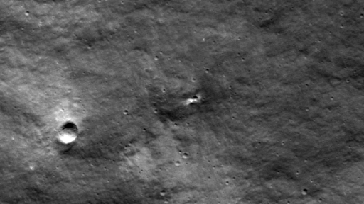 a small crater appears on the moon's surface in a before-and-after animation
