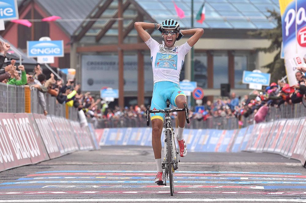 Fabio Aru at the stage 20 finish line.