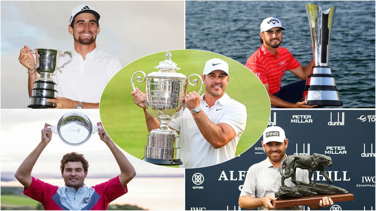 Image of various LIV Golf player with trophies