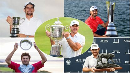 Image of various LIV Golf player with trophies