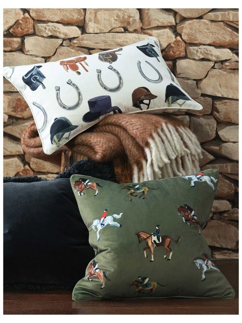MM Linen Velvet Equestrian Piped Cushion