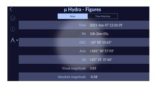 Star Walk 2 review: Image shows statistics about Hydra.