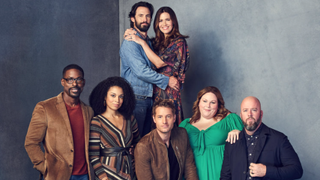 Pearson family group shot: Jack, Rebecca, Randall, Beth, Kate, Kevin and Toby from This Is Us.