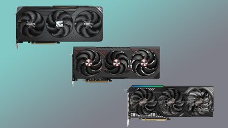 The Radeon RX 9070 XT graphics card models from Gigabyte, Sapphire, and ASRock