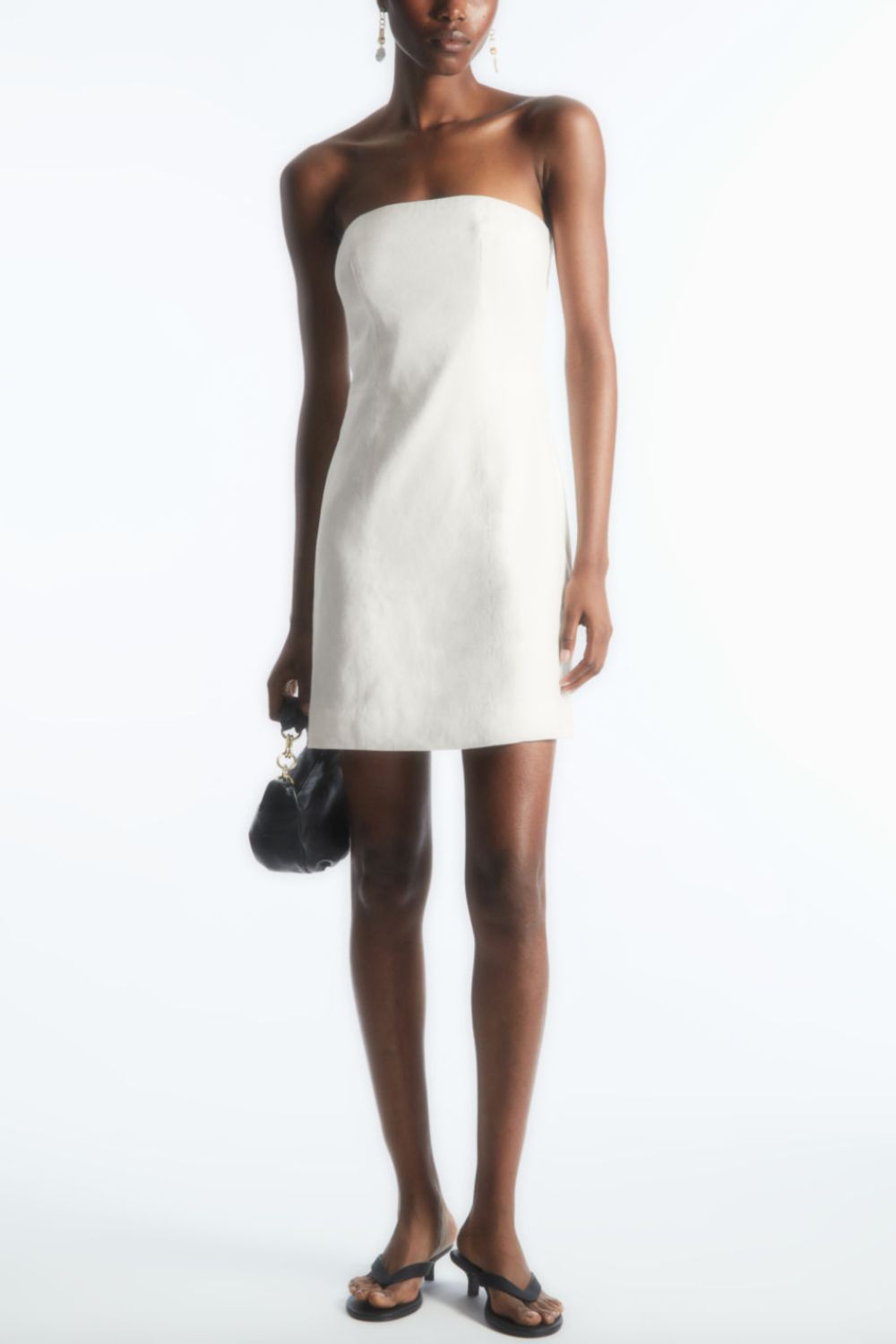 Cos Linen Blend Mini Bustier Dress