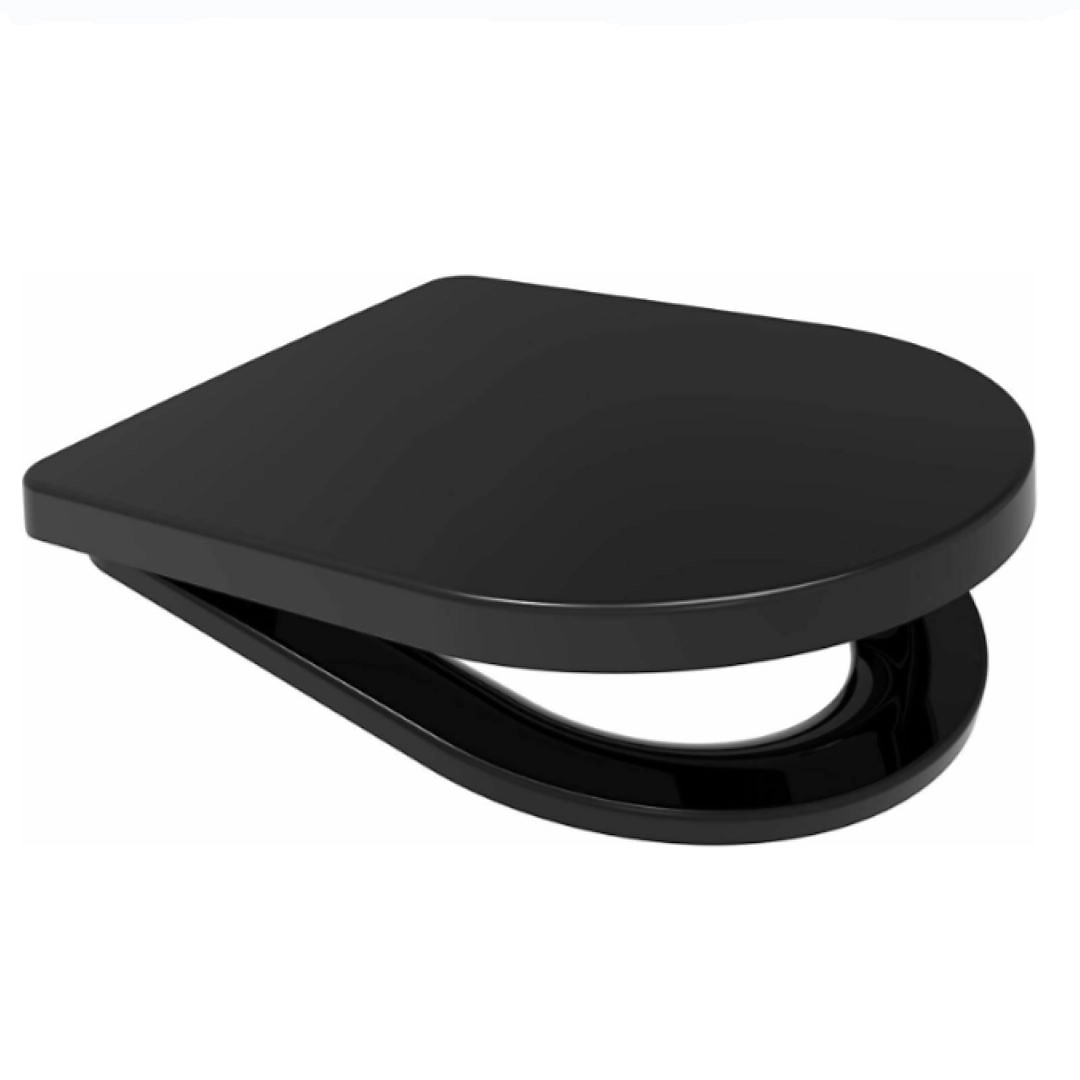 Euroshowers Top Fix Black Middle D Soft Close Quick Release Toilet Seat