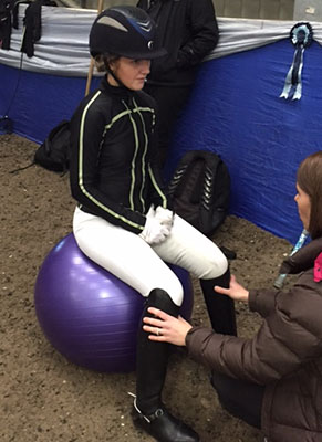 Working on the physio ball with Fiona