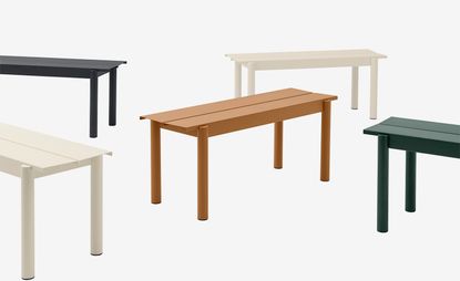 Muuto outdoor furniture tables in green and brown