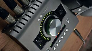 Close-up of Universal Audio Apollo Twin MkII interface