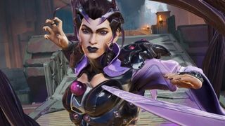 Highguard character in purple and black armor