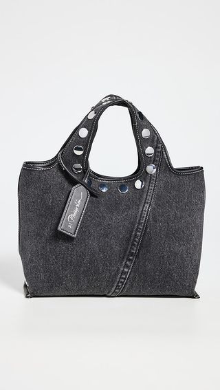 3.1 Phillip Lim Washed Denim Mini Market Tote With Studs