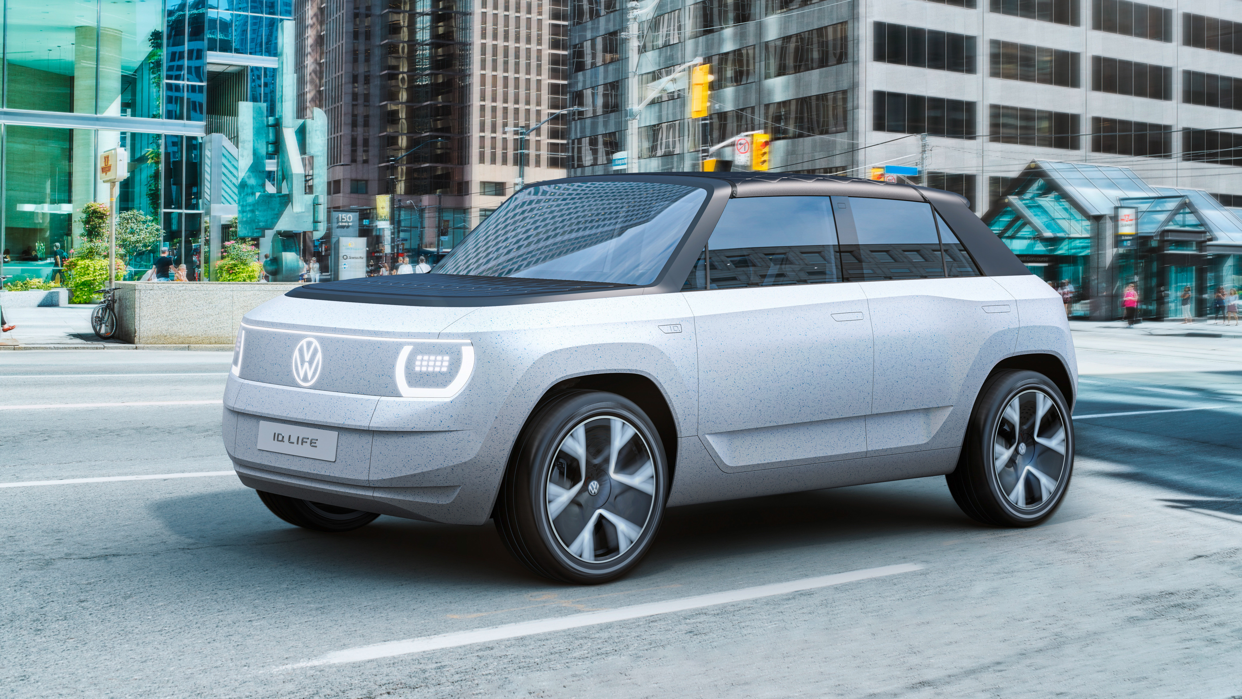 VW says the ID.LIFE concept driving down a street