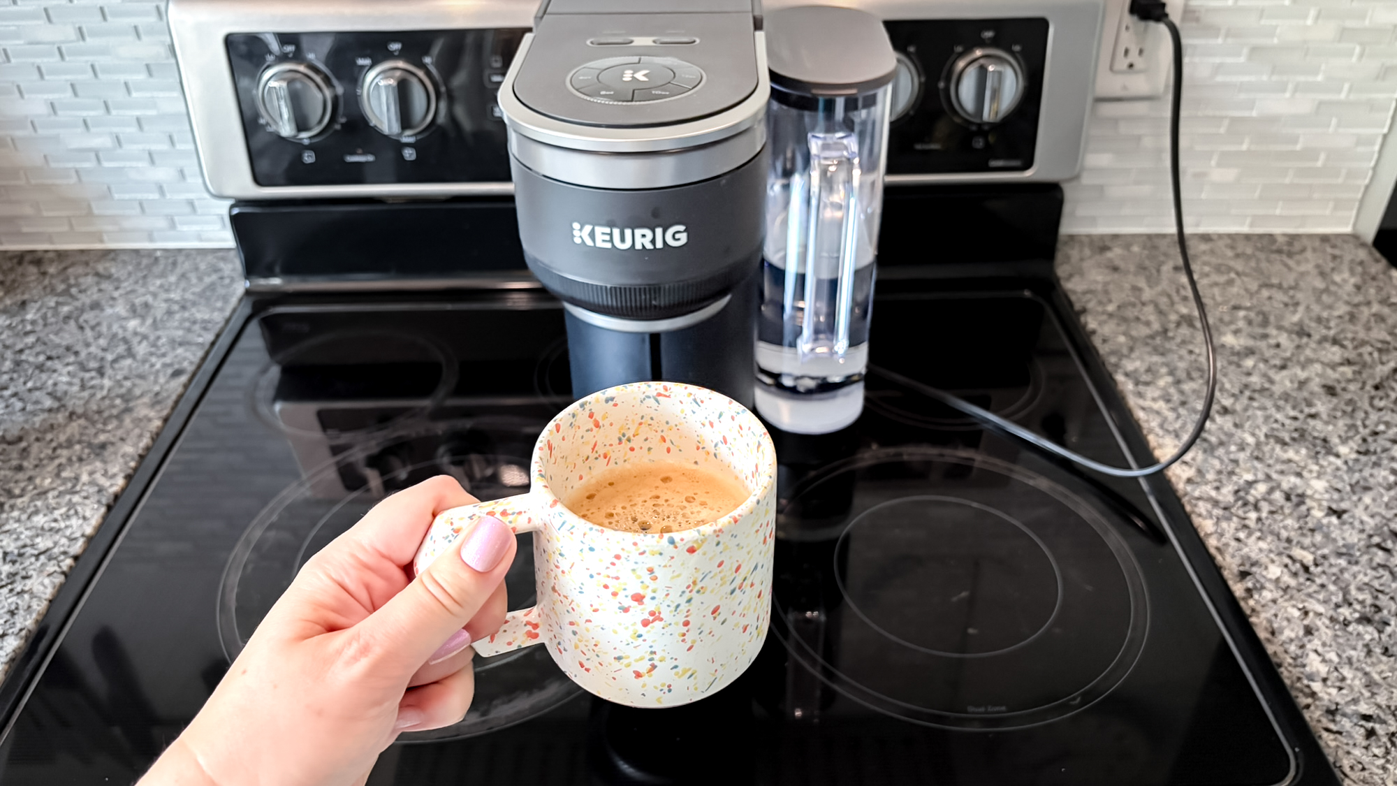 Keurig K-Crema coffee maker on a kitchen counter