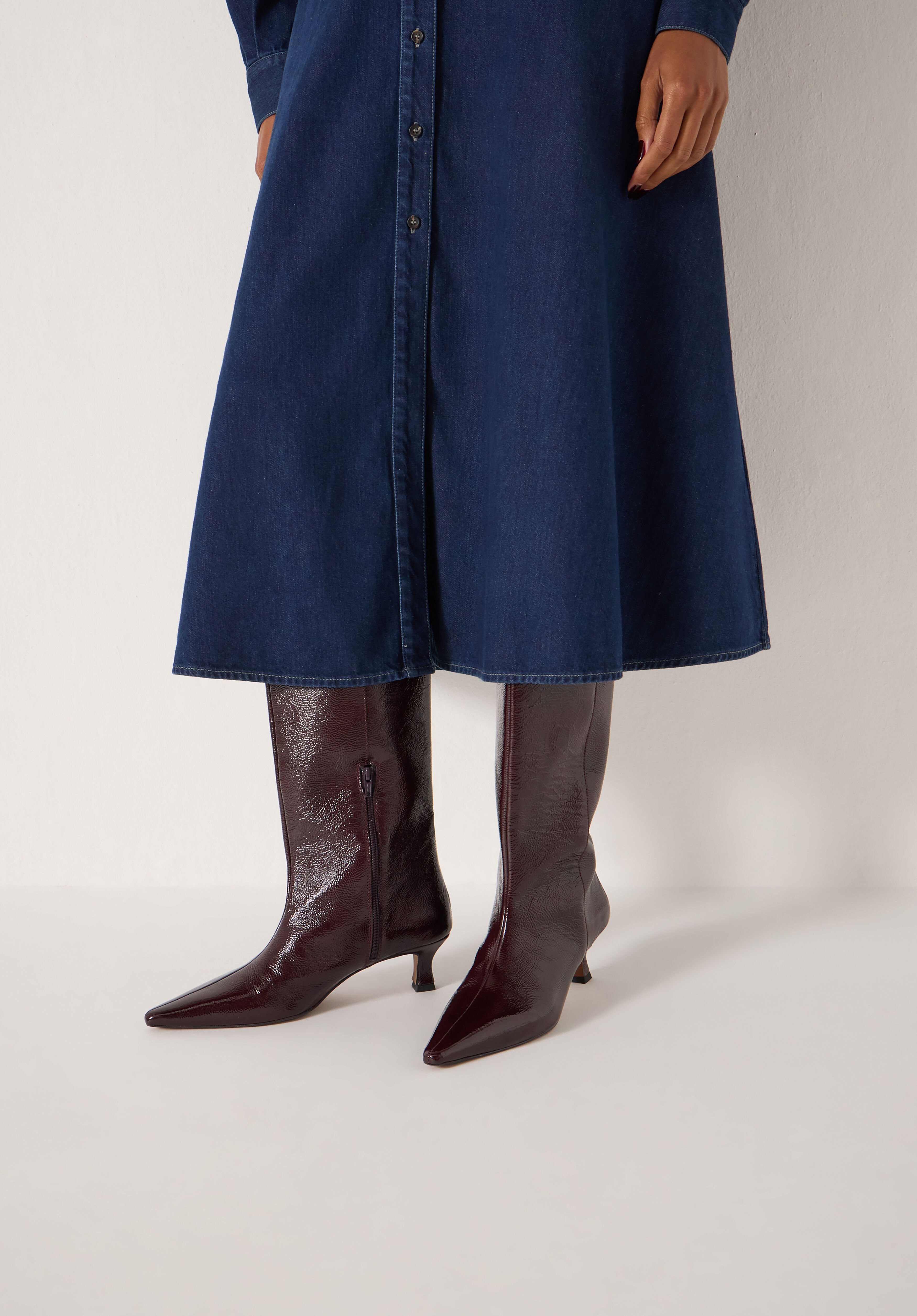 Katlynn Leather Patent Kneehigh Boots