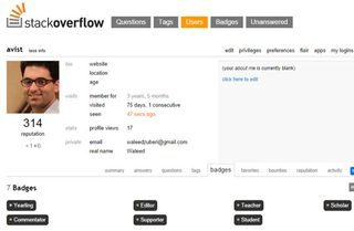 Badges are also awarded to helpful members of Stackoverflow