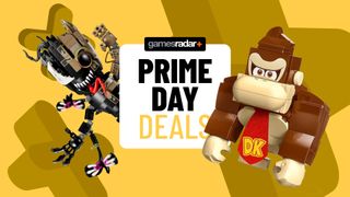 Venomized Lego Groot and Lego Donkey Kong beside a 'Prime Day deals' badge