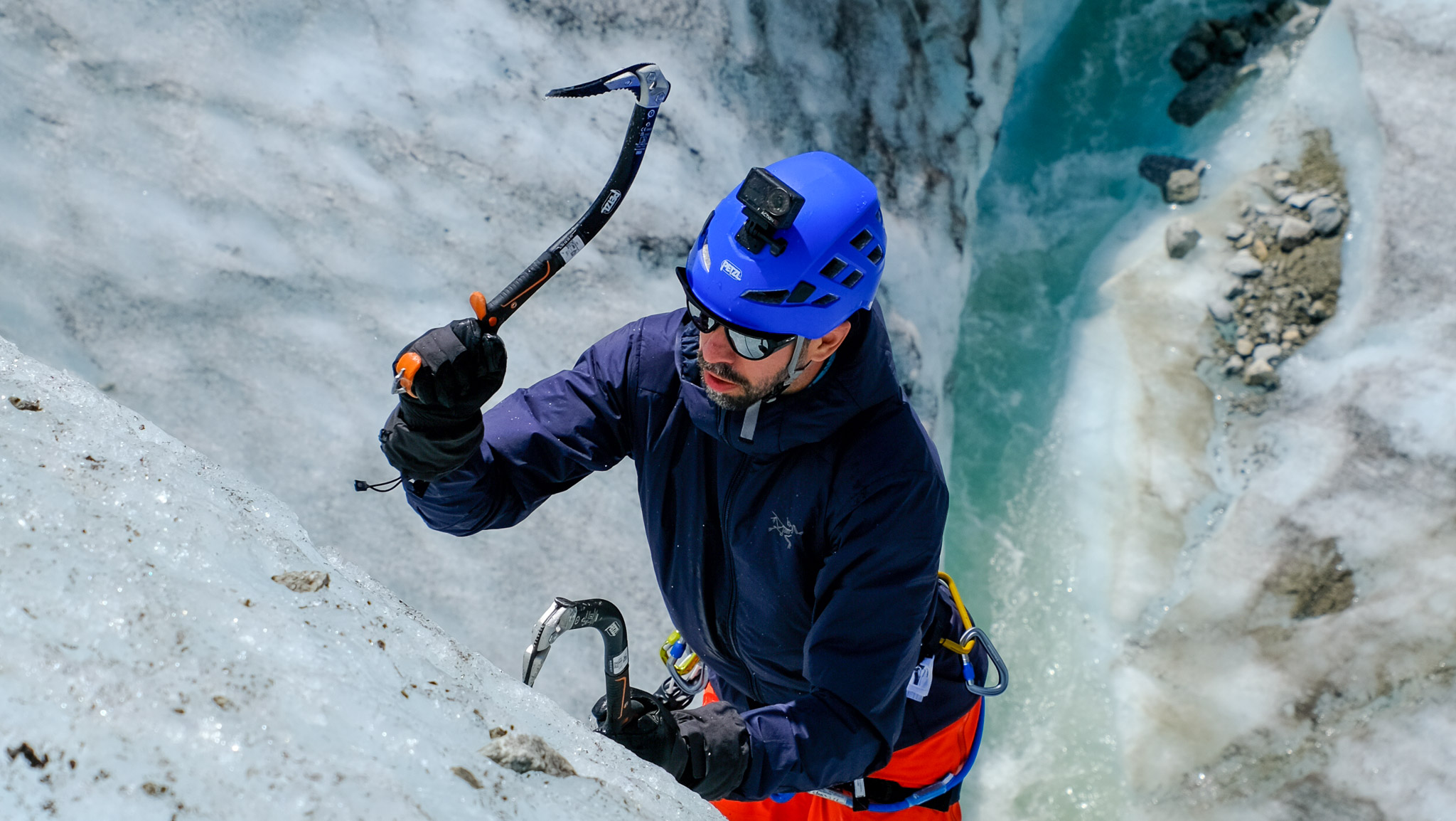Matt K ice climbing in Chamonix, France