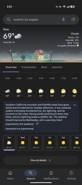 Google Search AI weather summaries