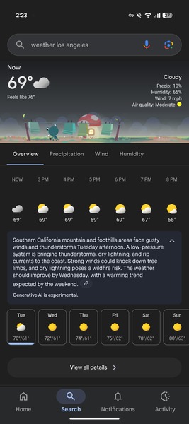 Google Search AI weather summaries