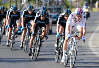 Bradley Wiggins leads Sky, Vuelta a Espana 2011, stage one TTT