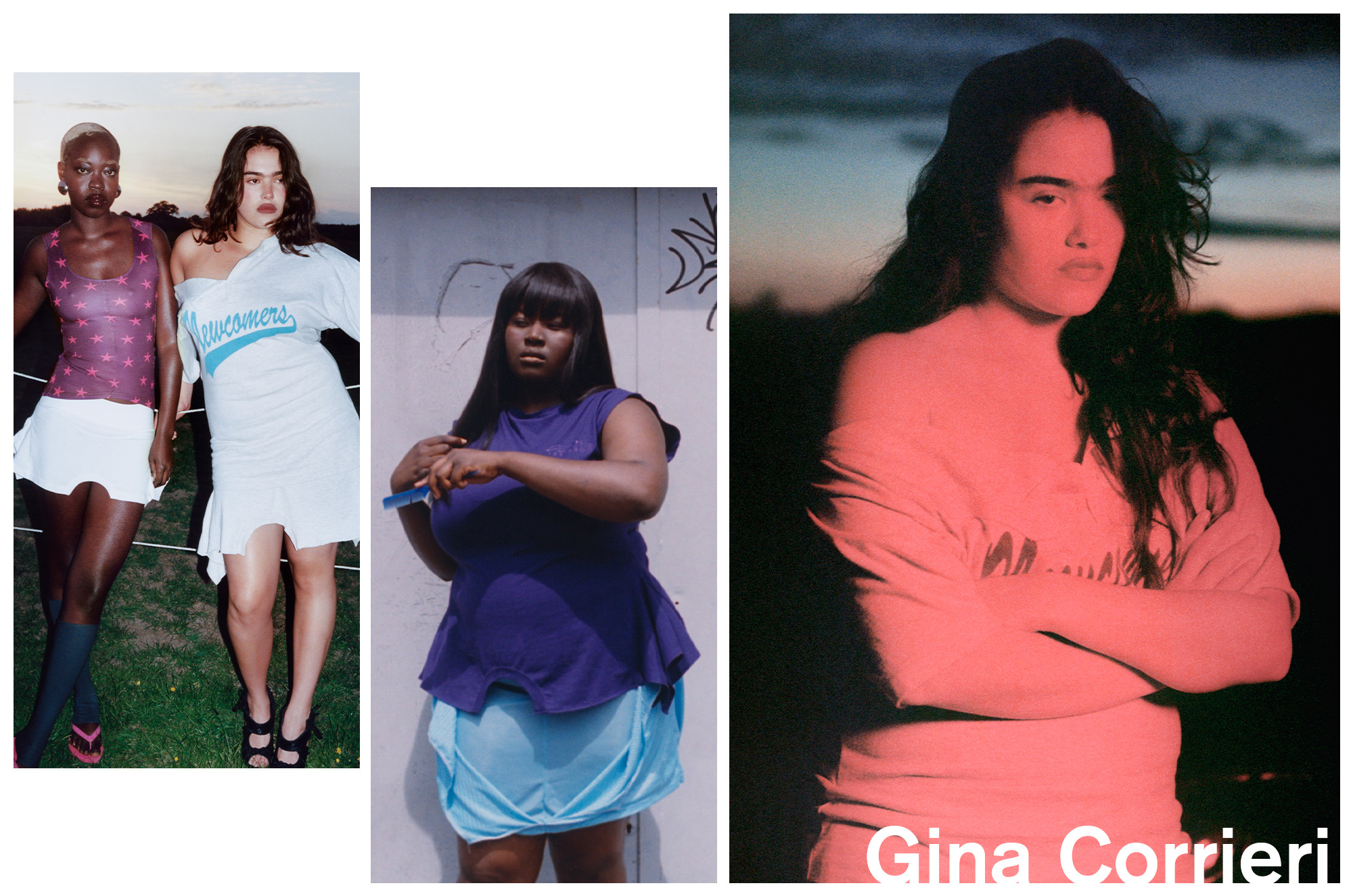 Collage of models wearing designs from Gina Corrieri.