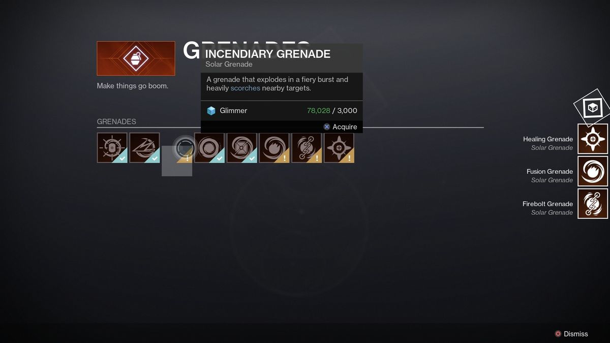 Destiny 2 Solar 3.0 fragments purchase list