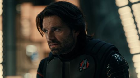 Bucky looking annoyed in his New Avengers uniform during the Thunderbolts* credits scene.