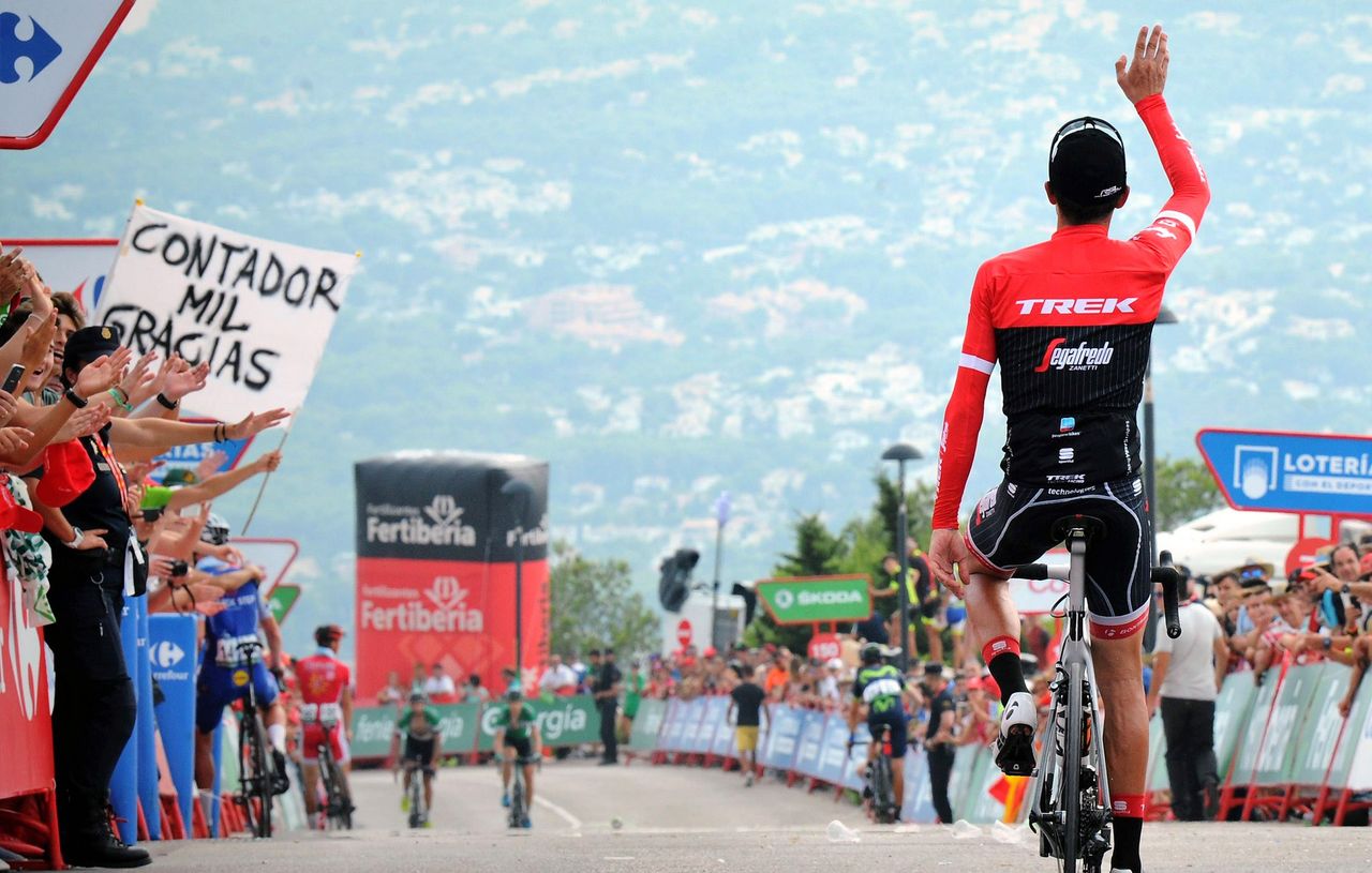 Alberto Contador after the finish of the Vuelta a Espa&ntilde;a's ninth stage