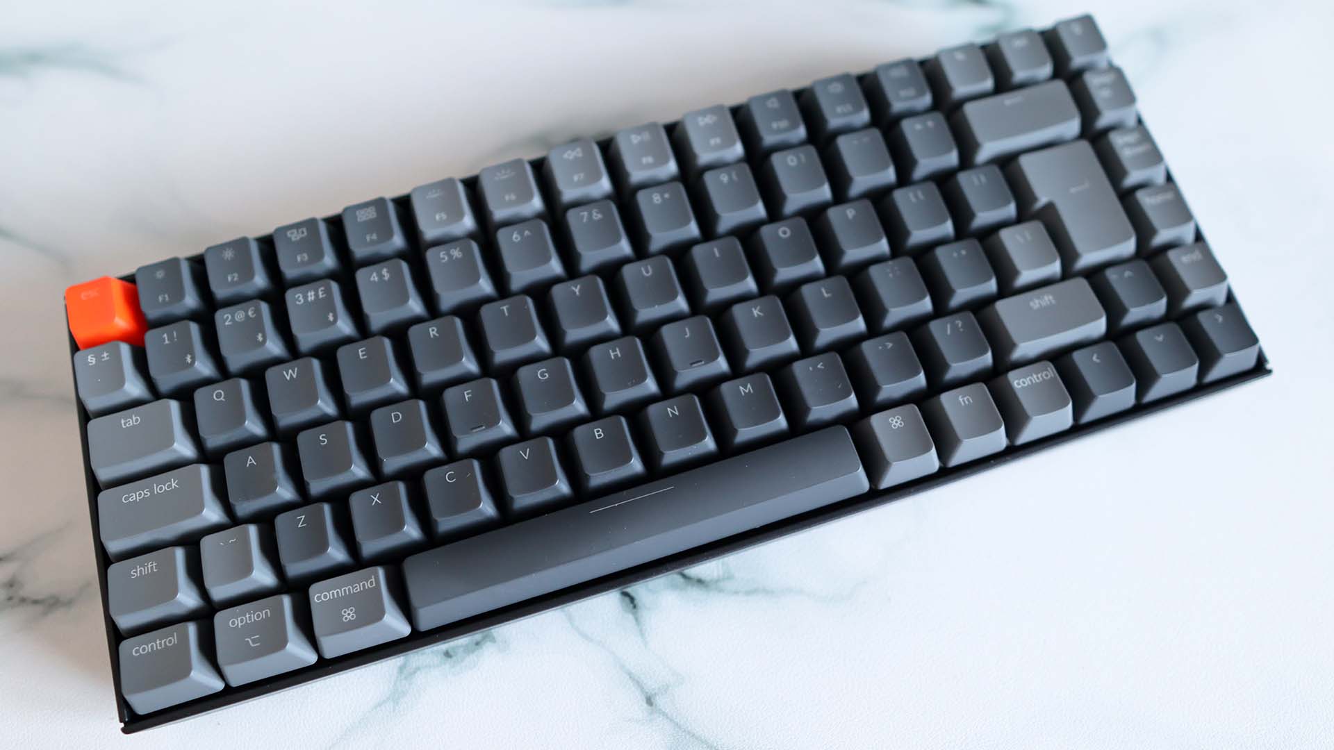 Keychron K2 gaming keyboard pictured on a desk