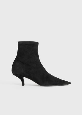 The Suede Heeled Sock Boot Black