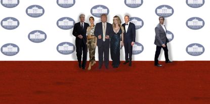President Trump Stormy Daniels Karen McDougal Michael Avenatti and Robert Mueller line up on a red carpet while Michael Cohen walks away because theyre the real house of washington